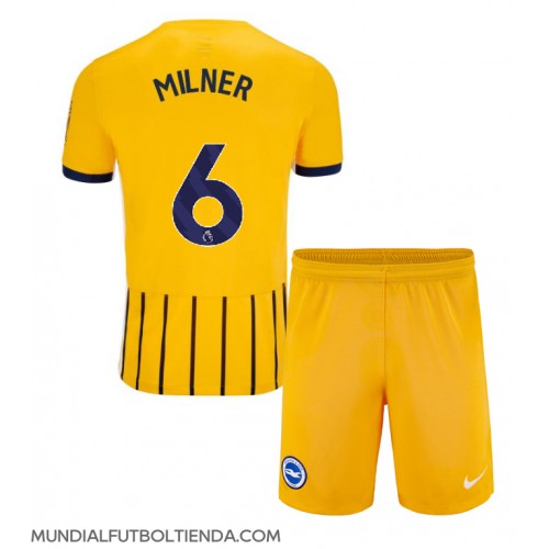 Camiseta Brighton James Milner #6 Segunda Equipación Replica 2024-25 para niños mangas cortas (+ Pantalones cortos)